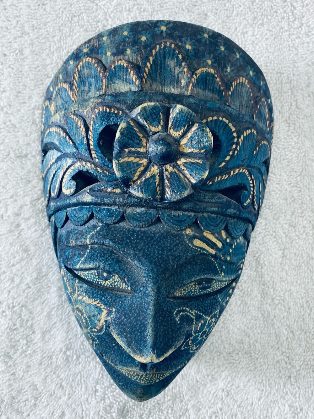 Vintage Jamaica Batikwood Tribal Face Mask Carved Wood Folk Art Decor